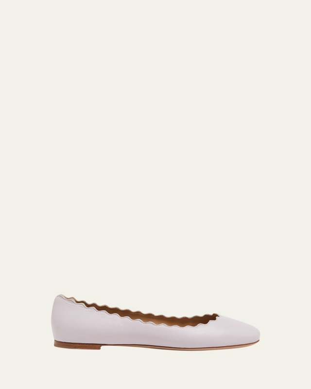 Lauren Scalloped Leather Ballet Flats